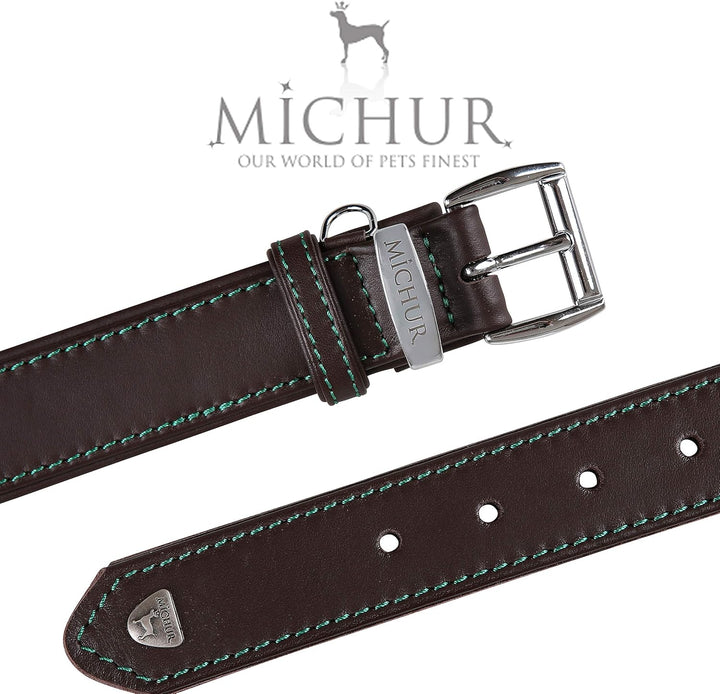 MICHUR Classica Hundehalsband Leder, Lederhalsband Hund, Halsband, Braun, Leder, in verschiedenen Gr