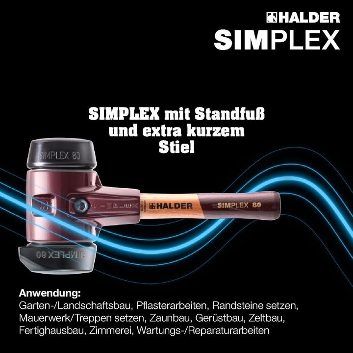 SIMPLEX-Schonhammer, Gummikomposition, mit Standfuss; mit Tempergussgehäuse und hochwertigem extra k