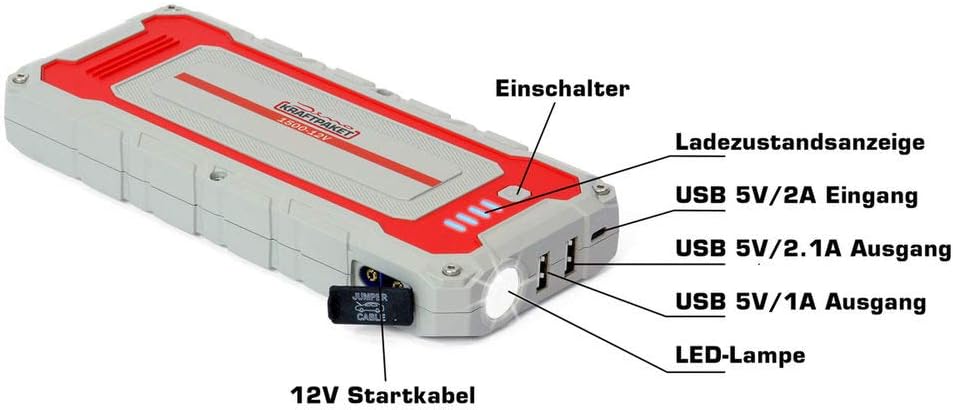 Dino KRAFTPAKET 136150 12V-1500A Starthilfegerät 62.9Wh-Die Neue kraftvolle Generation, kompatible m