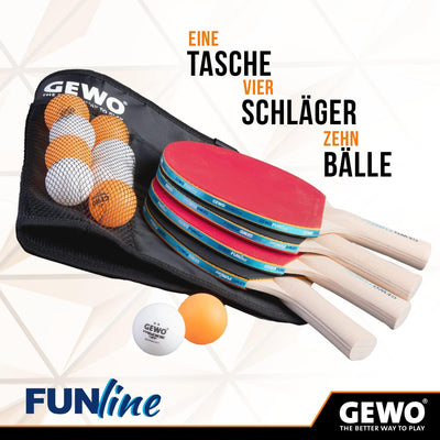 GEWO Fun TIME Tischtennisschläger Set für Hobby und Freizeit mit 10 Tischtennis Bällen und Aufbewahr