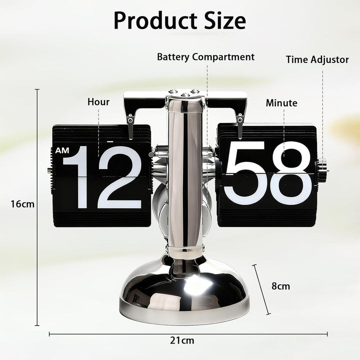 Flip-Uhr Retro, mit Digitalanzeige, Zahnradmechanismus & Handgefertigten PVC-Seiten, Retro Mechanisc