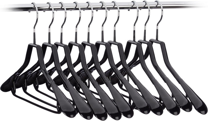Relaxdays, schwarz Kleiderbügel für Anzüge, 10er Set, Anzugbügel, gummiert, aus Metall, rutschfest,