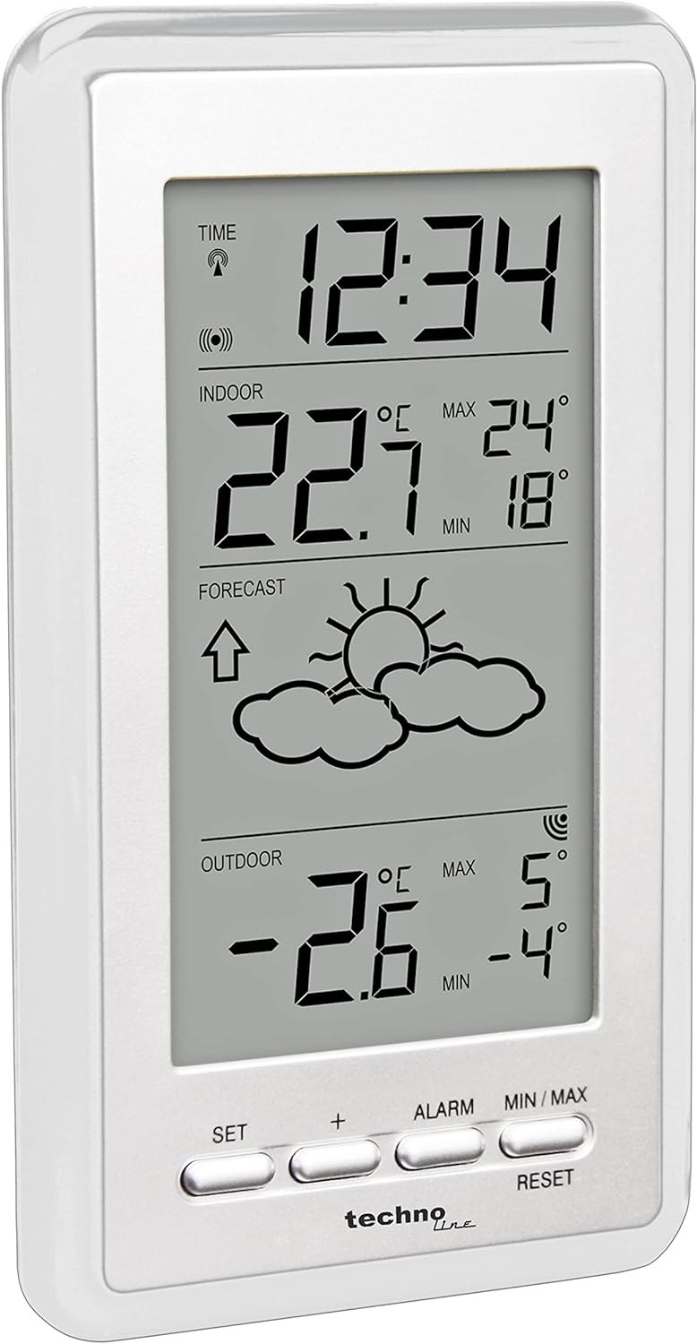 Technoline WS9130weiss Wetterstation mit Vorhersage der Wetterlage, sowie Innen- und Aussentemperatu