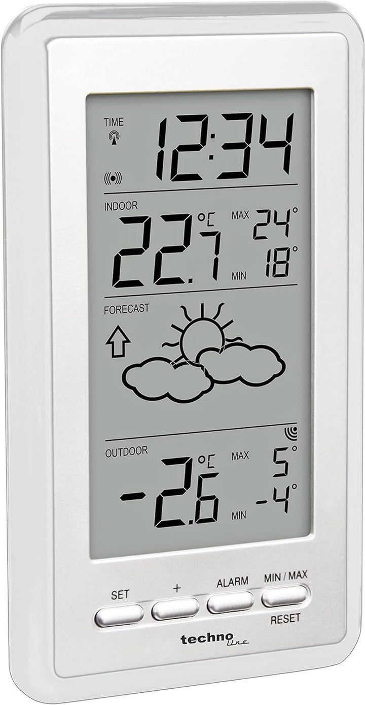 Technoline WS9130weiss Wetterstation mit Vorhersage der Wetterlage, sowie Innen- und Aussentemperatu