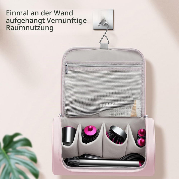 Reisetasche für Haartrockner, tragbare Aufbewahrungstasche mit Aufhängehaken, wasserdichte Organizer