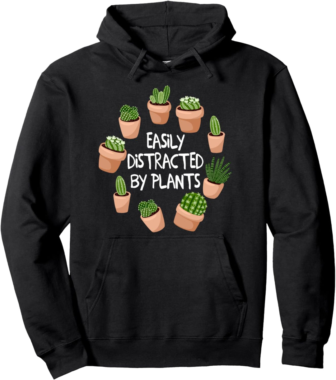Cute Easily Distracted By Plants Gardeners Gardening Gift Pullover Hoodie