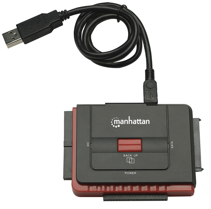 Manhattan USB 2.0 auf SATA/IDE Adapter 3-in-1 Adapter mit one-Touch-BackuP, USB 2.0 auf SATA/IDE Ada
