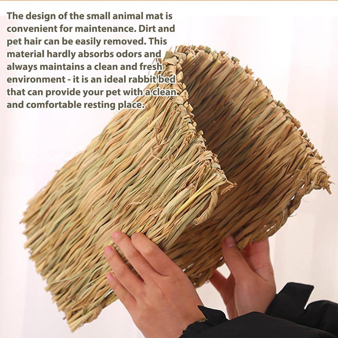 BAIFULAI 8 Stück Kleintier Grasmatte 20×28cm, Kaninchen Grasmatten, Kaninchen-Bett aus Naturgras, Ti