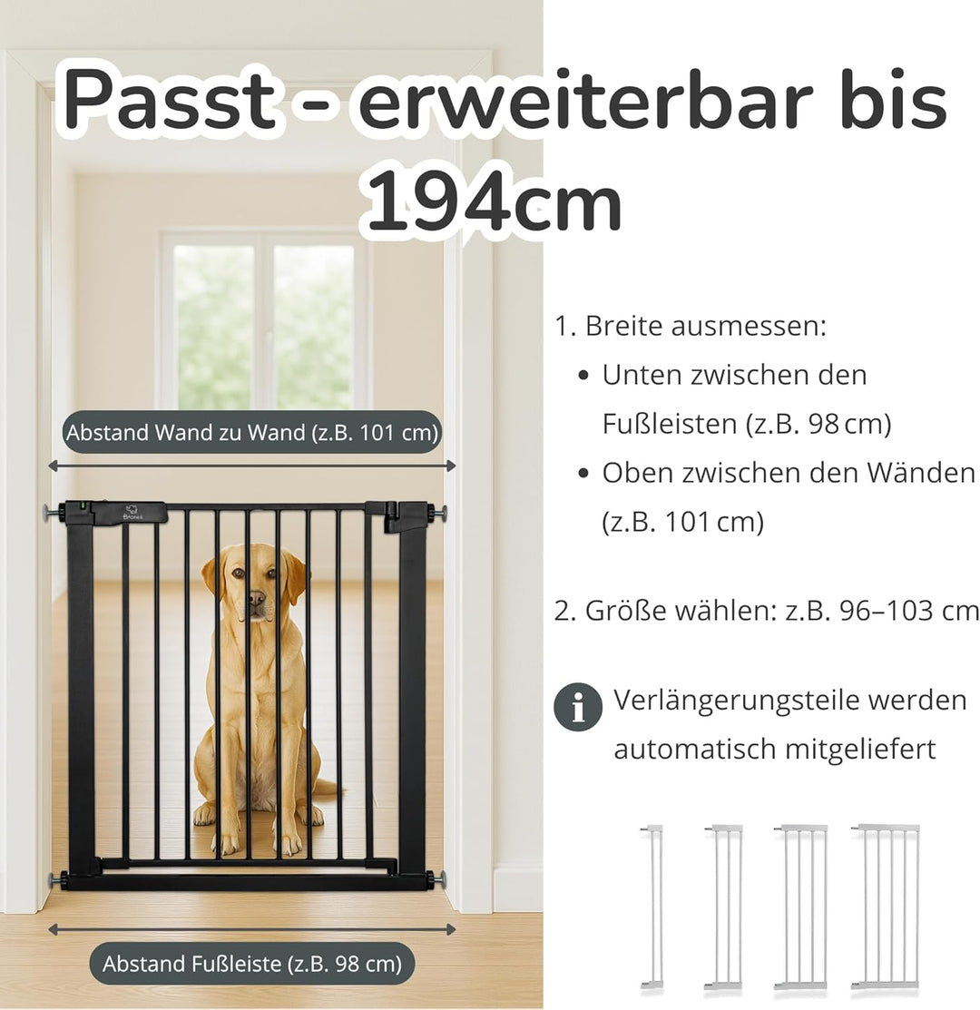 Luca Treppengitter ohne Bohren | Türgitter & Treppenschutzgitter zum Klemmen | verlängerbar 75-194 c
