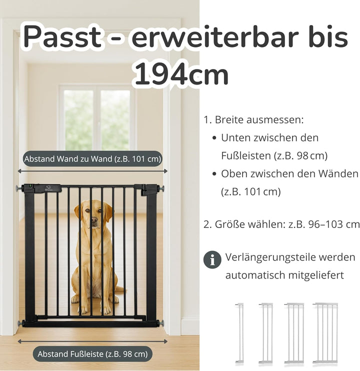 Luca Treppengitter ohne Bohren | Türgitter & Treppenschutzgitter zum Klemmen | verlängerbar 75-194 c