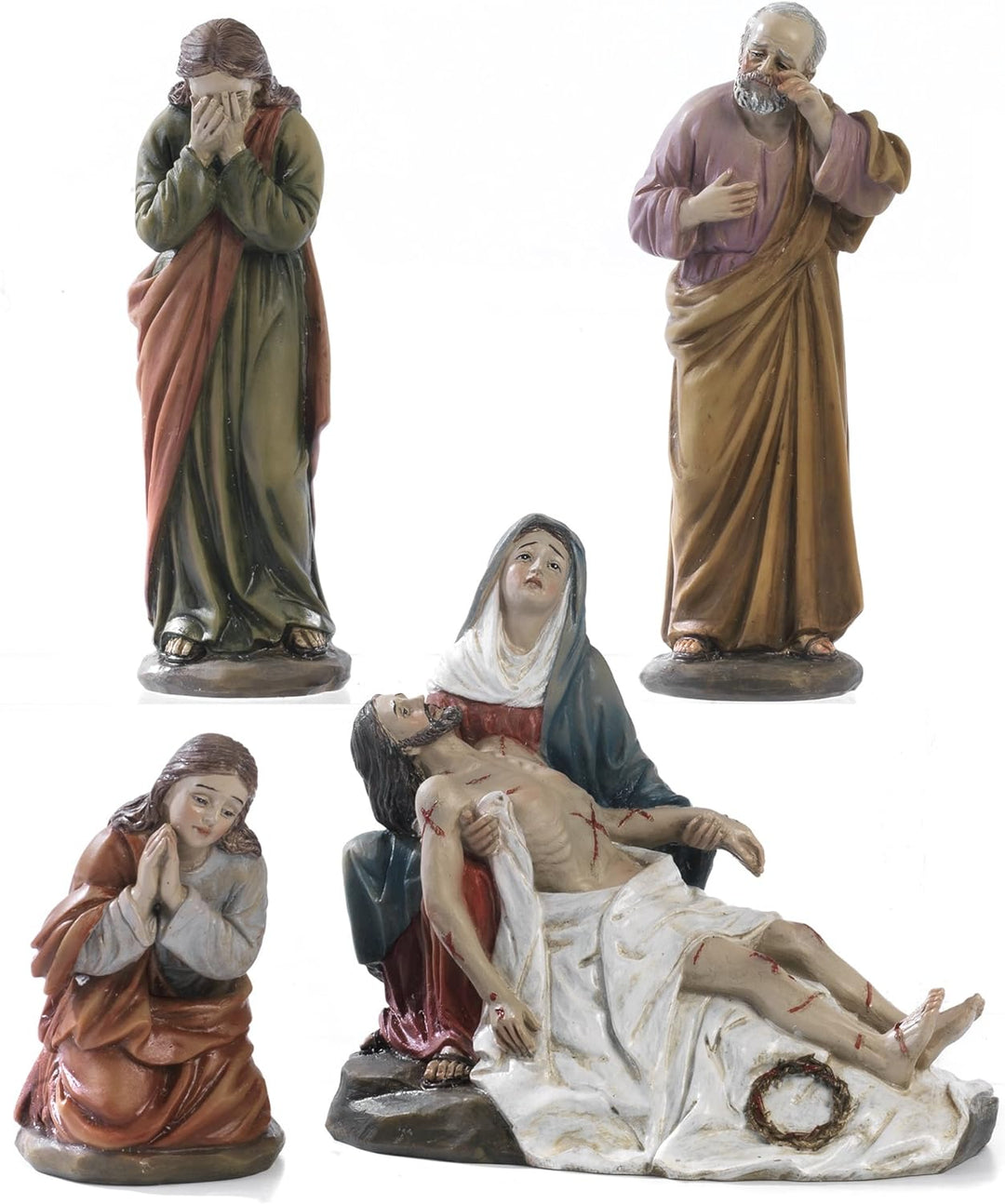 Paben Set mit 4 Figuren Jesus vom Kreuz Krippe Ostern aus Kunstharz 13 cm