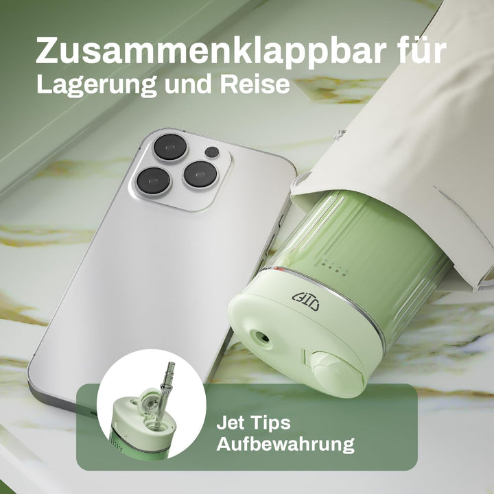JTF Munddusche Mini, Tragbar Elektrische Zahnreinigung Kabellos, Reise Zahnzwischenraumreiniger mit