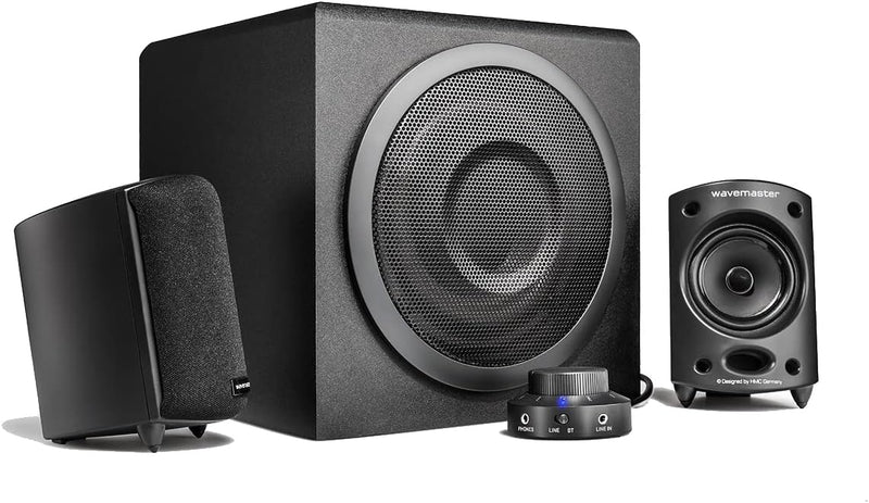 Wavemaster Moody BT 2.1 Lautsprecher System (65 Watt) mit Bluetooth-Streaming Aktiv-Boxen Nutzung fü