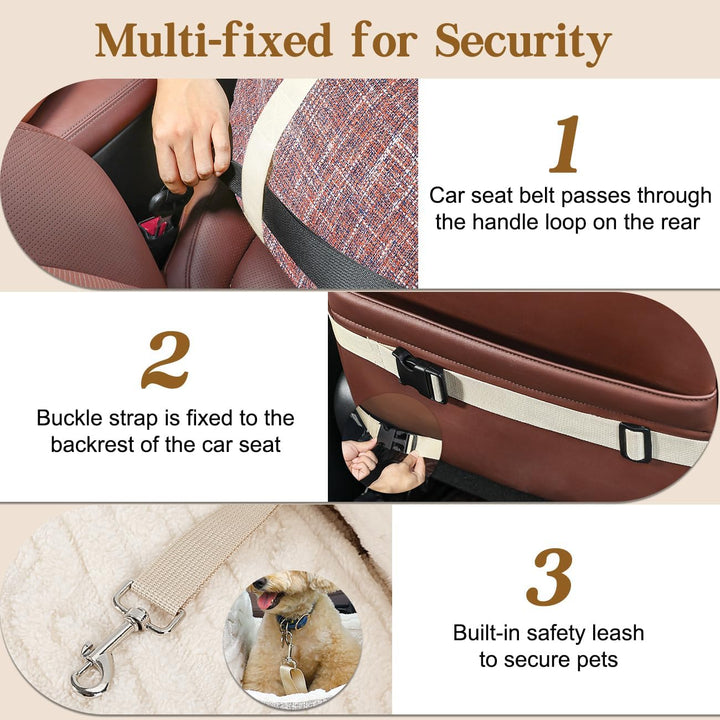 Pawaboo Hund Autositz, Hund Booster Autositz für Klein Hunde, Welpensitz für Auto mit Fest Schnalle