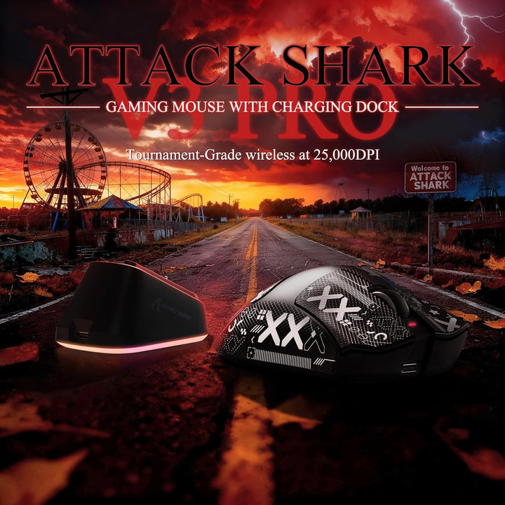 MAMBASNAKE x Attack Shark V3PRO Kabellose Gaming-Maus mit Magnetischer Ladestation,PAW3311-Sensor, B
