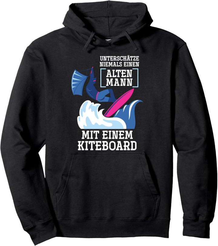 Unterschätze niemals einen alten Mann Kitesurfen Pullover Hoodie