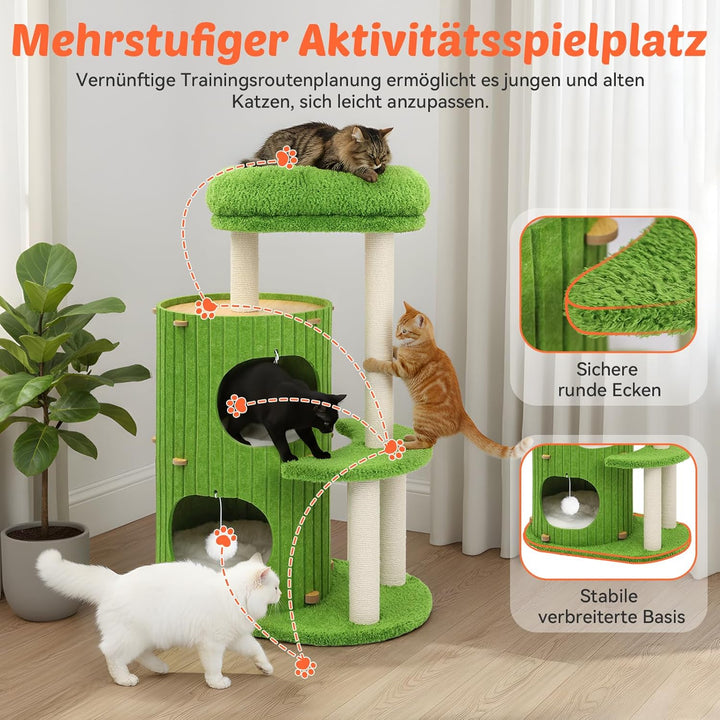 Luxus Katzenbaum kratztonne für Katzen - Kratzbaum mit Katzenschlafhaus, Sisalbrett,abnehmbarem Bett
