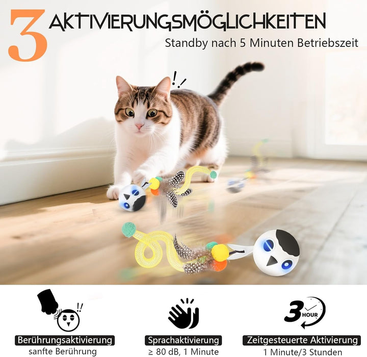 katzenspielzeug Ball, Interaktives Katzenspielzeug, katzenball elektrisch, Automatisch Beweglicher V