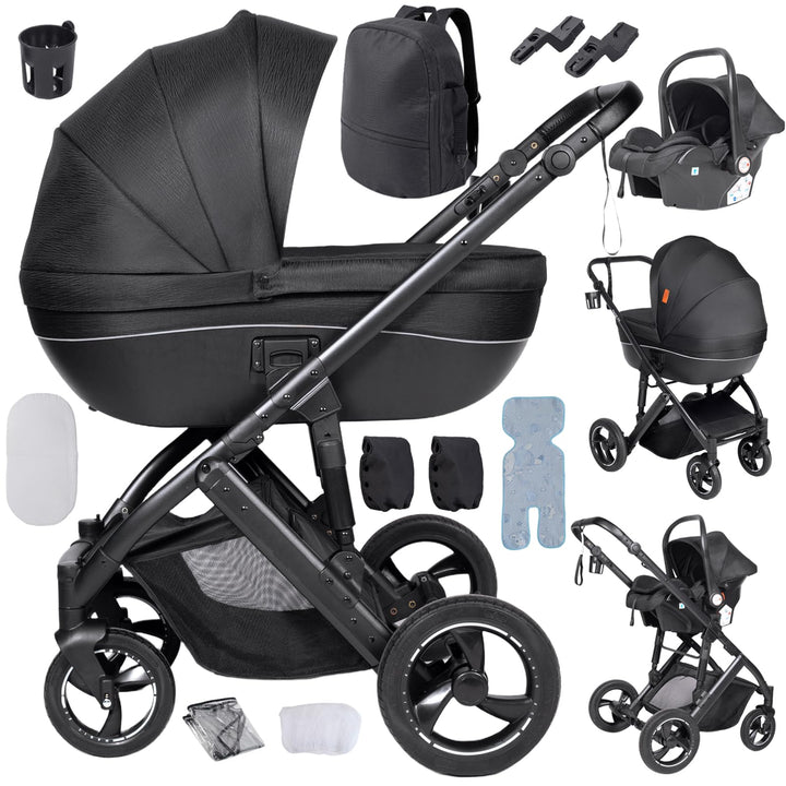 Kinderwagen 3 in 1, Kombikinderwagen 3 in 1 mit Zwei Umkehrbaren Schiebemodi, Kinderwagen Komplettse