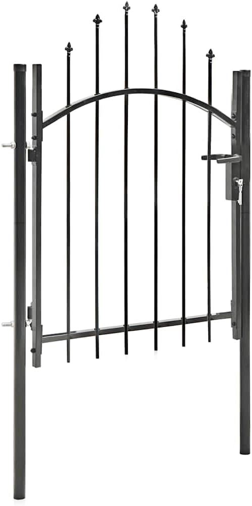 vidaXL Gartentor mit Gewölbter Spitze Metalltor Zauntor Gartentür Zauntür Hoftor Hoftür Tor Pforte G