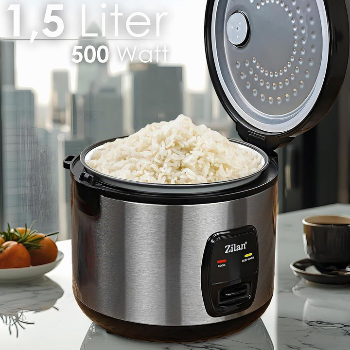 Reiskocher 1,5 Liter Multikocher Aluminium 500 Watt Automatische Abschaltfunktion Dampfkocheinsatz R