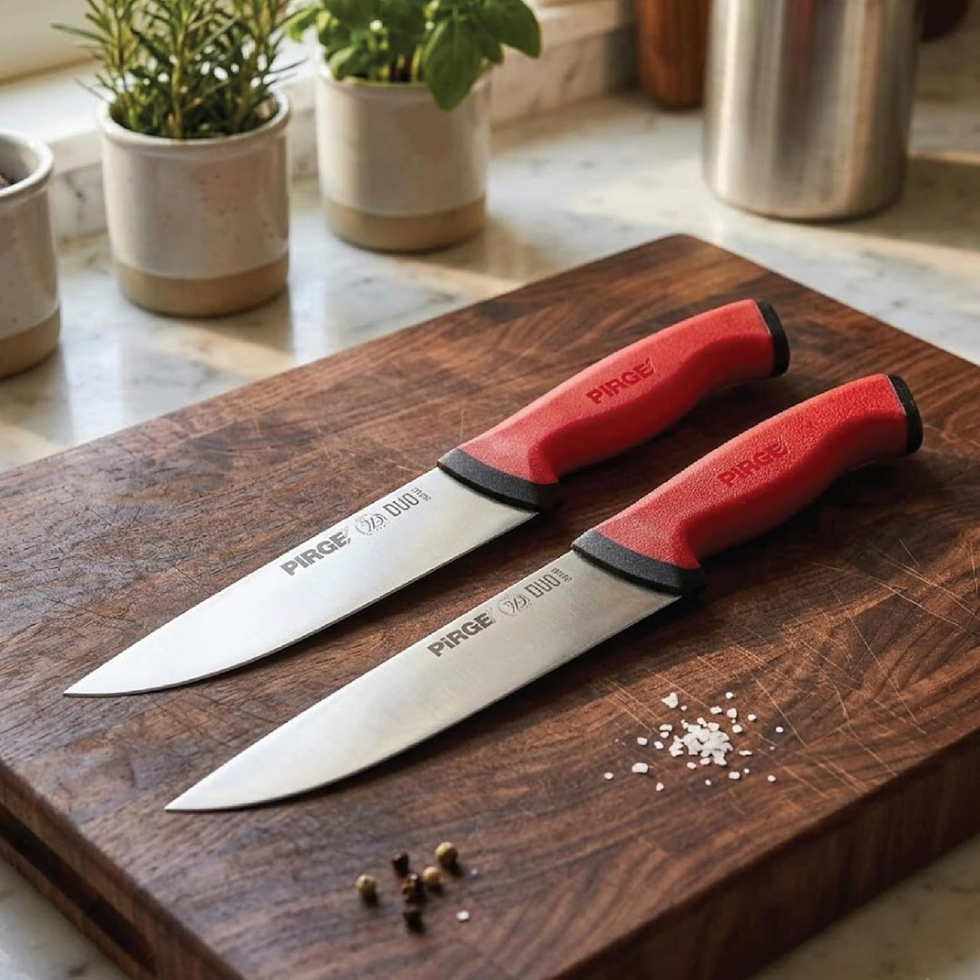 Pirge Duo Profi Metzgermesser Set Mit Rutschfestem Griff - 14,5 cm und 19 cm Schlachtermesser - Flei