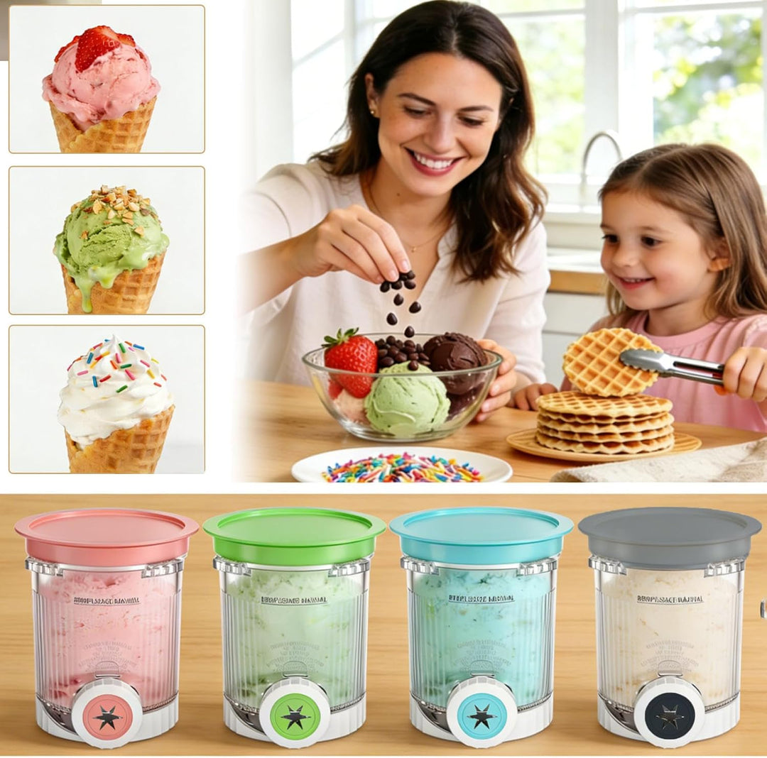 4 Stück Behälter für Ninja Swirl by CREAMi – Kompatibel mit Ninja NC700 NC701EU – 480ml Eiscreme Pin