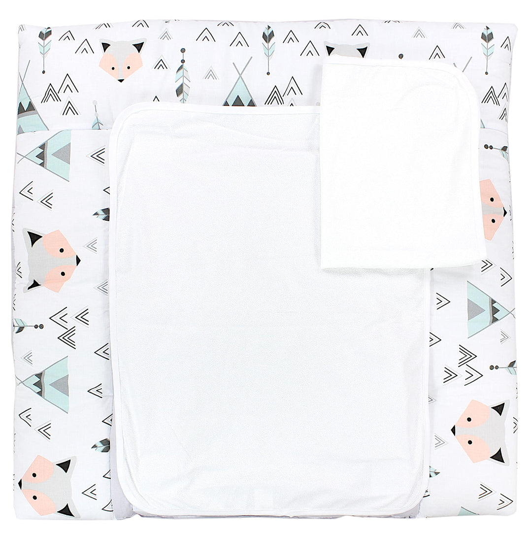 TupTam Wickelauflage inkl. 2 Frotteebezüge Modell MAR02579, Farbe: Grau/Fuchs Mint, Grösse: 75 x 80