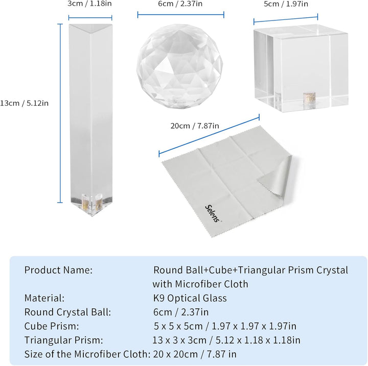 Selens 3 Stück Fotografie Kristall Prisma mit 1/4" Gewindeloch, Professionelle Optik Kristall Glas W