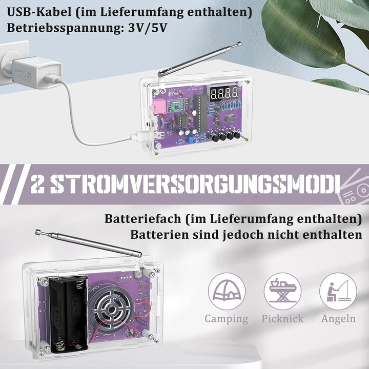 FM Radio Kits, DIY Elektronik Löt Bausatz Radio Modul, FM 87-108 MHz Lötübungs Kit Drahtloser Empfän