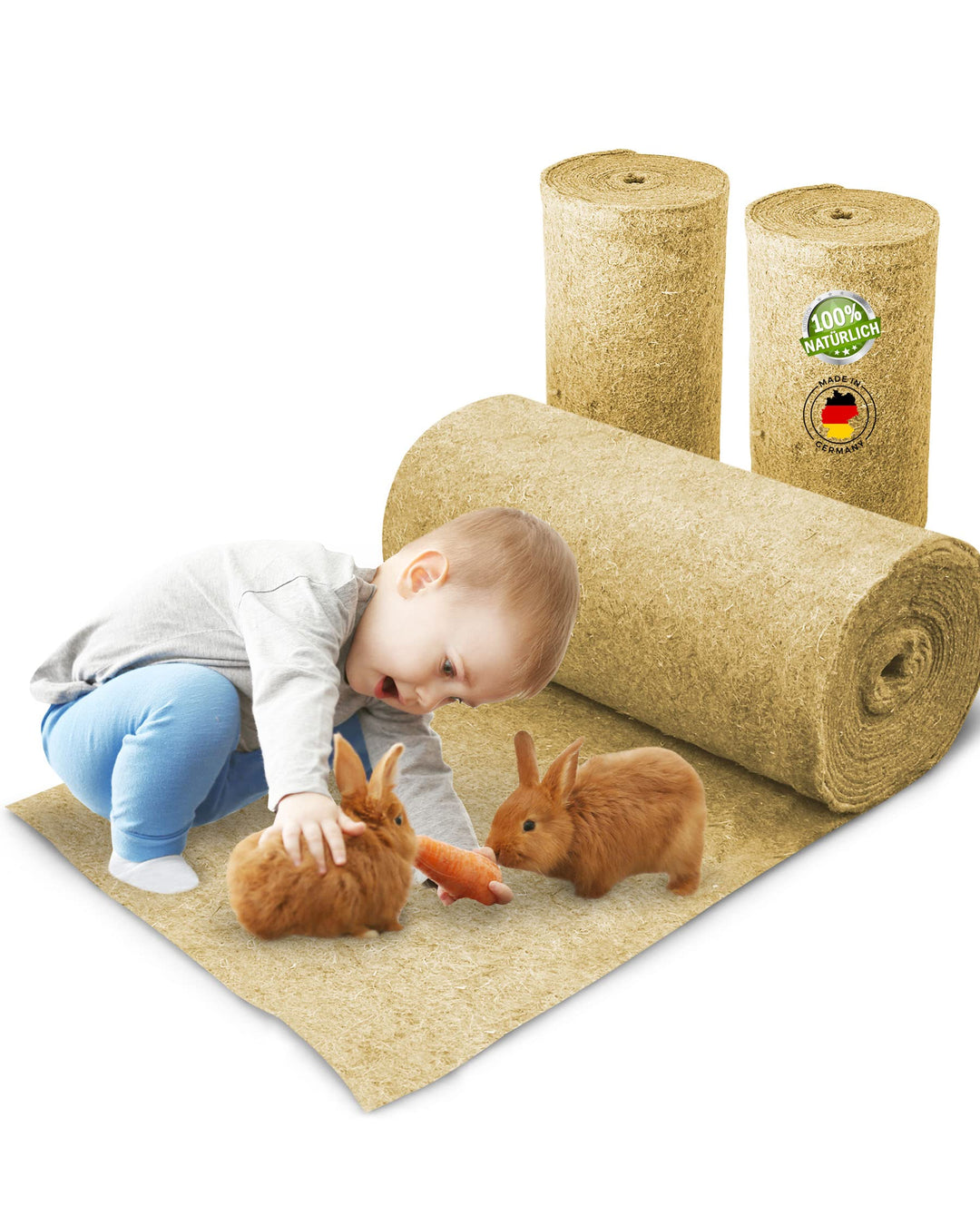 Nagerteppich aus 100% Hanf auf Rolle mit 10m Länge, 40cm Breite, 5mm dick, Hanfteppich für alle Arte