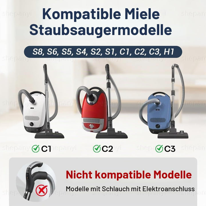 Staubsaugerrohr - Ersatzrohr kompatibel mit Bodenstaubsauger Miele S8,S6,S5,S4,S2,S1,C1,C2,C3,H1 Com