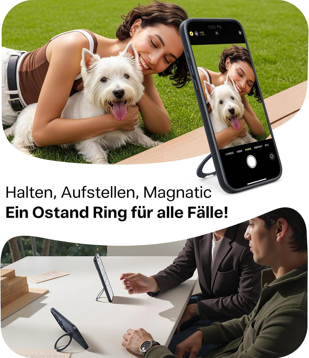 TORRAS 360° Ostand Spin für iPhone 14 Pro Max Hülle (Magnetischer Robust Standring) Militärschutz, M