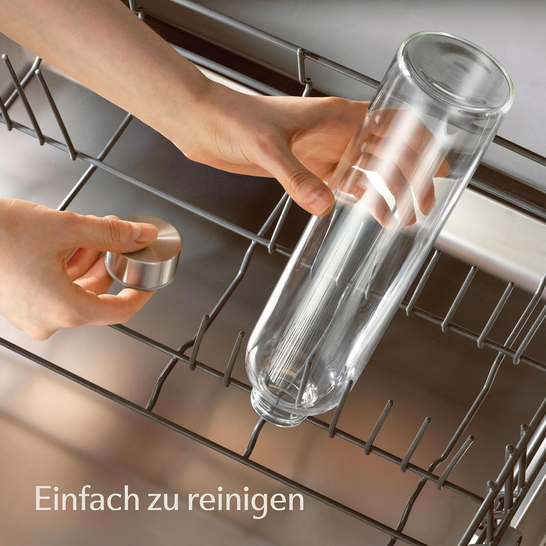Cosumy Trinkflasche aus Glas mit Filzbeutel 750ml - Spülmaschinenfest - Auslaufsicher - BPA-Frei - f