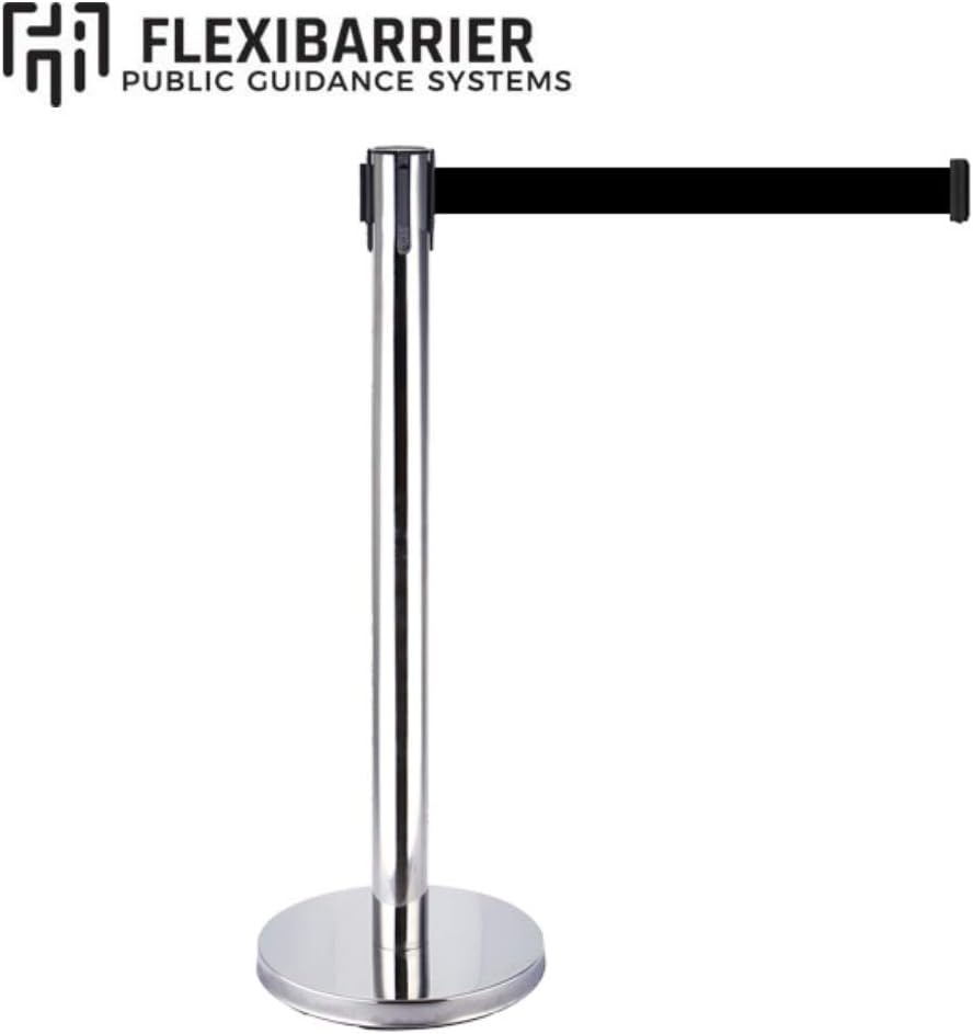 2-Stück-Set FLEXIBARRIER Personenleitsystem Absperrständer Krom -Ecoline- 2m Gurtlänge *schwarz*, Ab