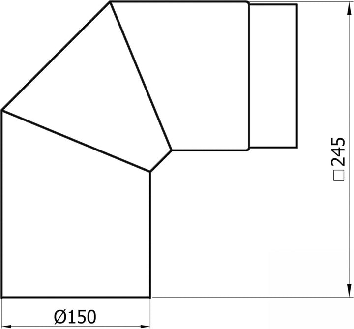 raik Rauchrohrbogen/Ofenrohrbogen 90° 3-teilig 150 mm Durchmesser Stahlblech 2 mm Gussgrau SH019-150