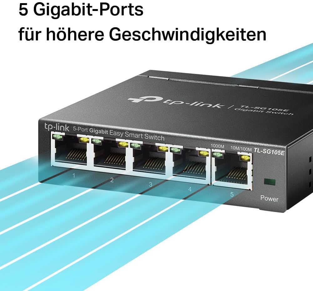 TP-Link TL-SG105E 5-Ports Gigabit Easy Smart Managed Netzwerk Switch(Plug-and-Play,Metallgehäuse, Qo