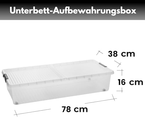 2friends Unterbett-Aufbewahrungsboxen 2er Set mit Rollen & geteiltem Deckel - Unterbettbox 32L Unter