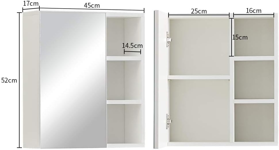 CLIPOP Badezimmer Spiegelschrank,Badezimmerschrank mit Einzeltür Verspiegelt und 2 Einlegeböden,Holz