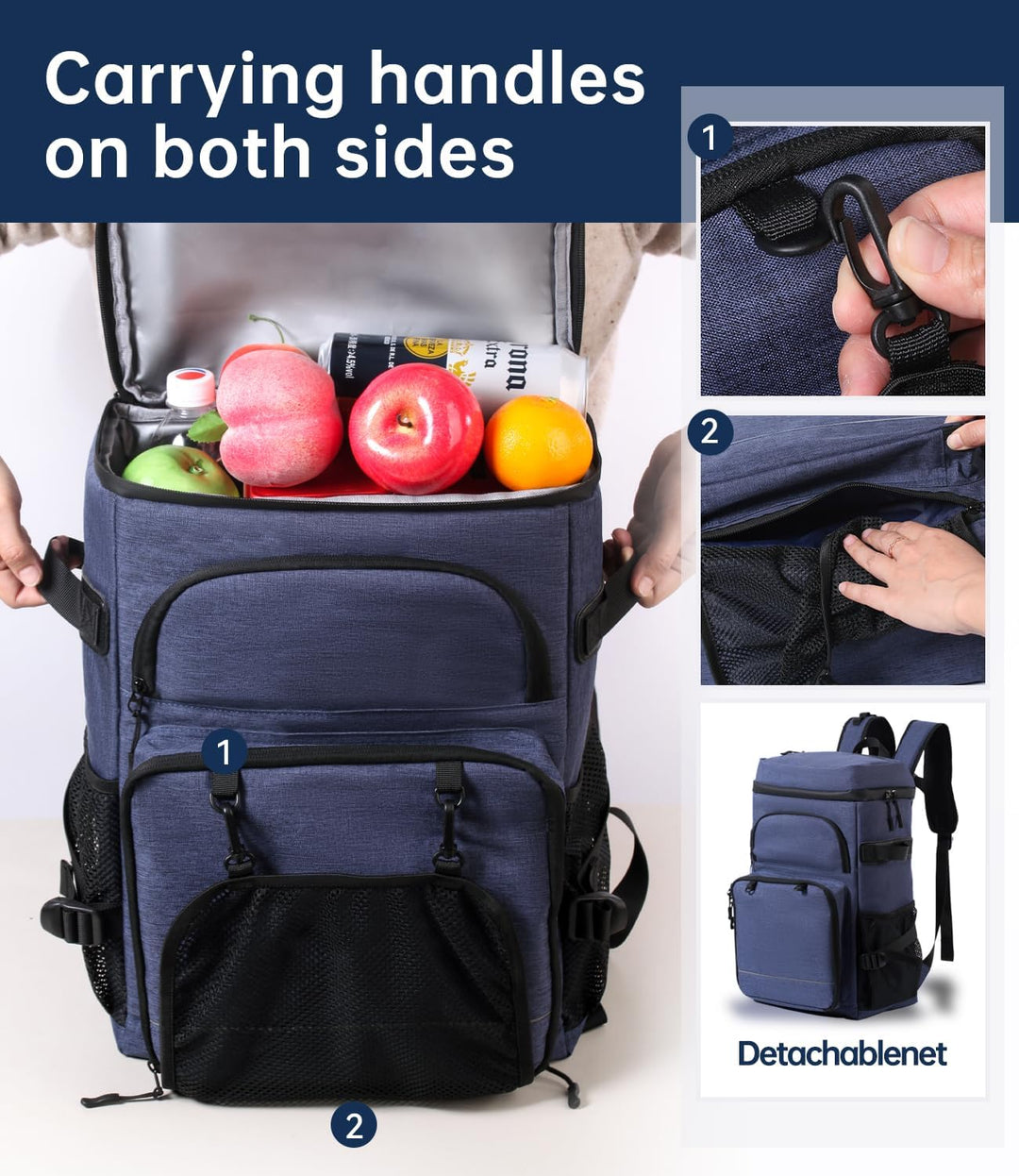 DEWUR Kühlrücksack 35L Thermo Rücksack Kühltasche Wasserdichter Picknickrücksack mit Flaschenöffner