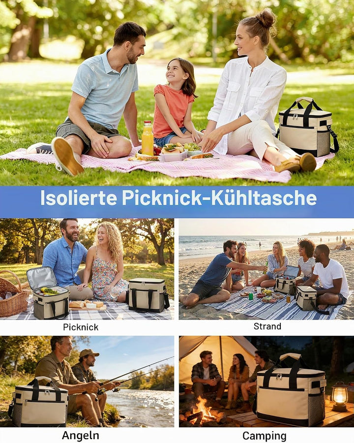 KONO Kühltasche 20L, Grosse Isolierte Lunchtasche Faltbar, Tragbare Thermotasche mit Verstellbarem S