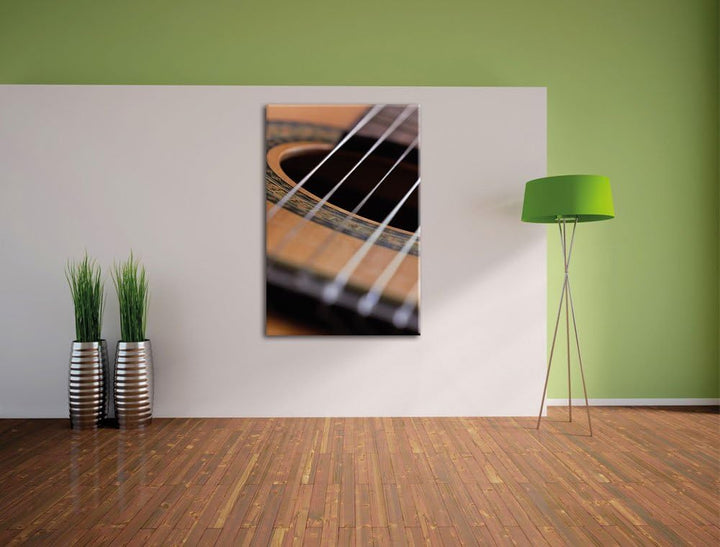 Pixxprint Gitarrensaiten Musik als Leinwandbild/Grösse: 100x70 / Wandbild/Kunstdruck/fertig bespannt