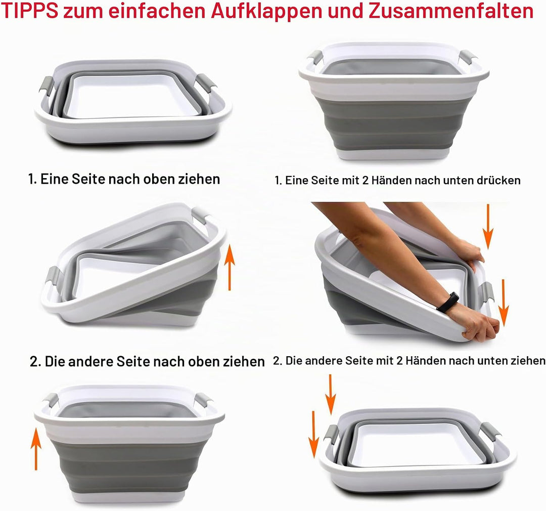 SAMMART 32L zusammenklappbarer Kunststoff-Wäschekorb – quadratische Wanne/Korb – faltbarer Aufbewahr