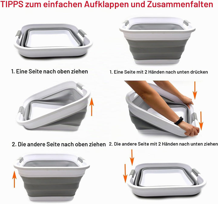 SAMMART 32L zusammenklappbarer Kunststoff-Wäschekorb – quadratische Wanne/Korb – faltbarer Aufbewahr