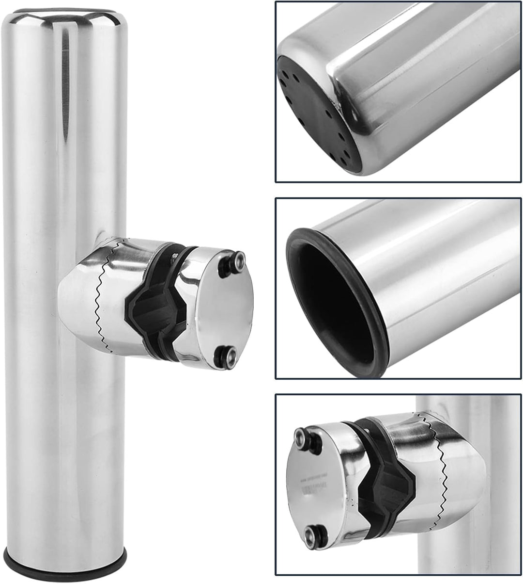 DEWIN Rutenhalter für Boot, Edelstahlboot Angelrutenhalter Zubehör für Schienen 1" bis 1-1/4"