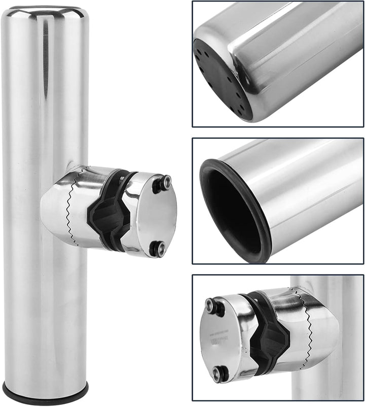 DEWIN Rutenhalter für Boot, Edelstahlboot Angelrutenhalter Zubehör für Schienen 1" bis 1-1/4"