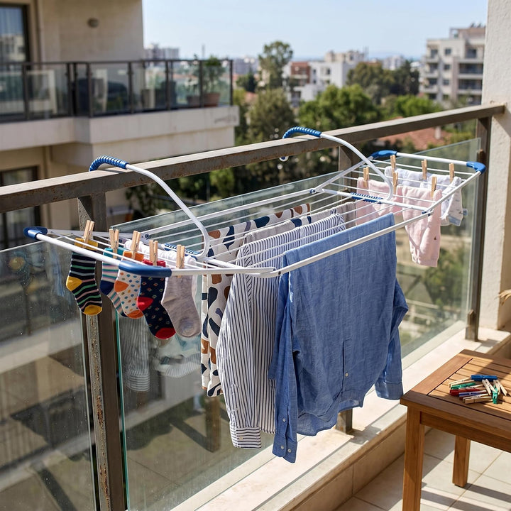 Relaxdays Wäscheständer Heizung, 15 m Trockenlänge, zum Einhängen, Balkon &amp; Heizkörper, Stahl, Wäsch