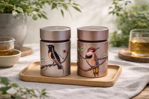 Eigenart CASE Birds 2er Set Vorratsdose rund Weissblech 7,5x 7,5x 11,7 cm, dekorative Aufbewahrungsd