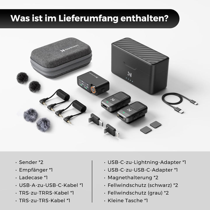 NearStream Wireless Lavalier Mikrofon für iPhone, Android, Kamera und PC Clip-On-Funkmikrofon mit Mo