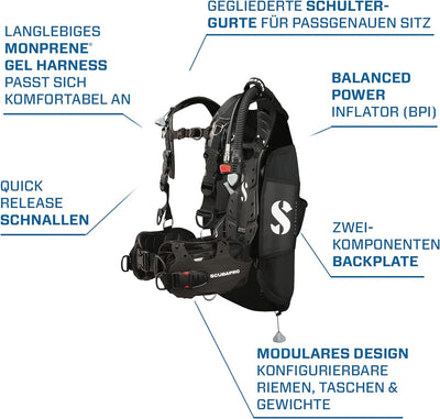 SCUBAPRO HYDROS PRO BCD mit BPI, Herren L Schwarz, L Schwarz